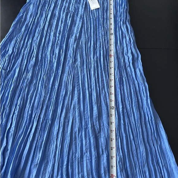 New Eileen Fisher Crushed Silk Flair Midi Skirt XXS Blue Ultramarine $198 2XS - Picture 5 of 8
